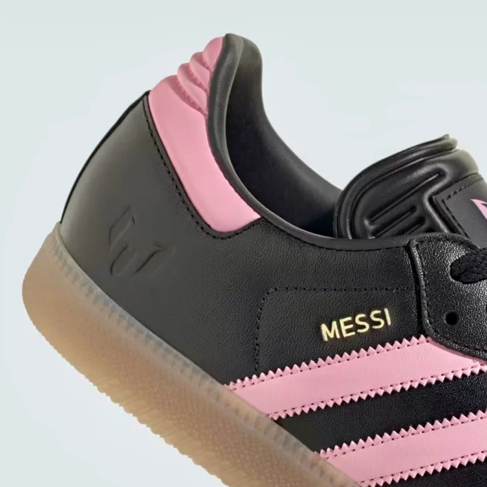 NIB ADIDAS MESSI SAMBA MENS INDOOR SOCCER LEATHER SHOES CORE BLACK/PINK SZ10 - Picture 6 of 17